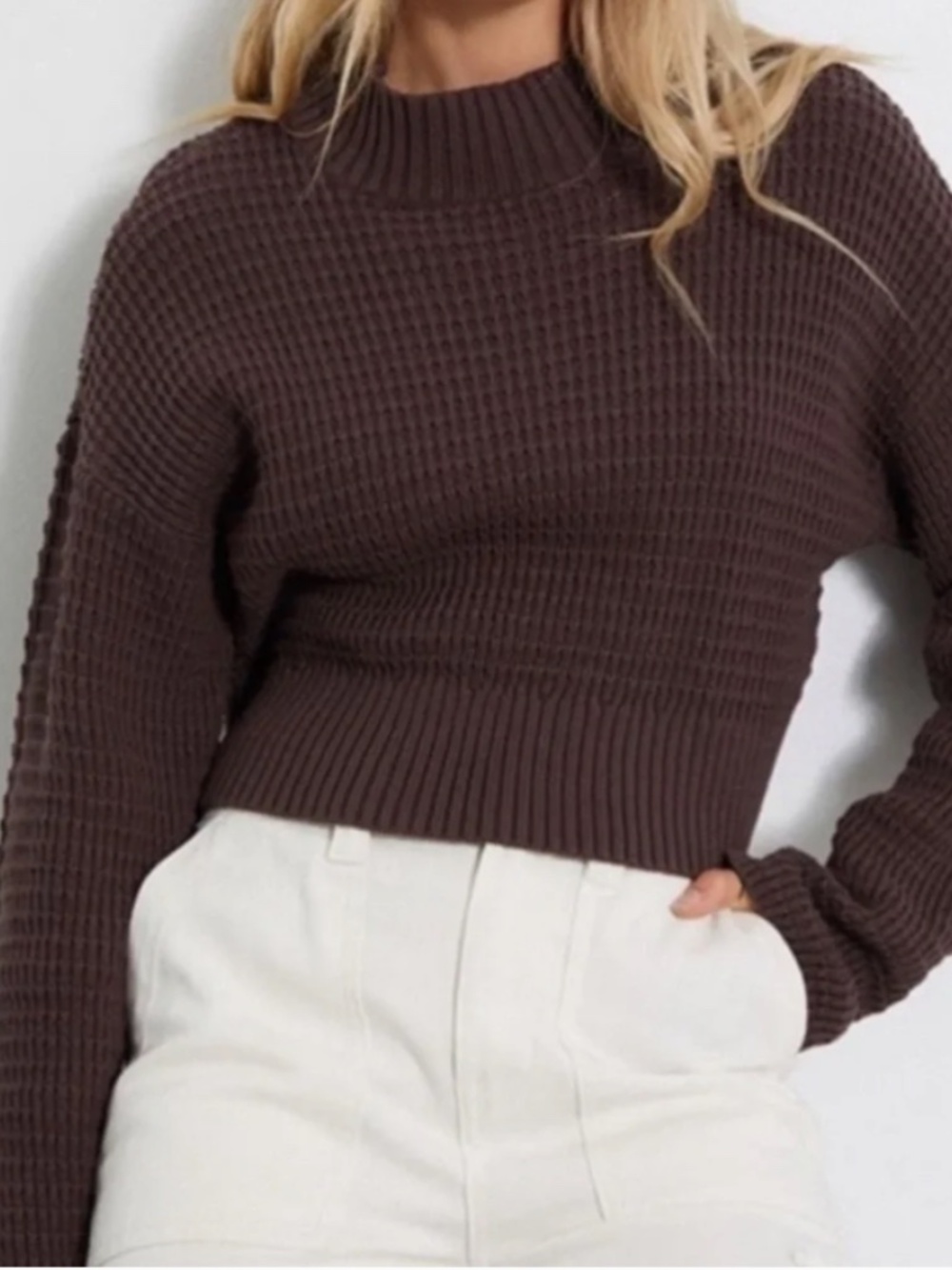 Pacsun Love Bird Waffle Mockneck Sweater